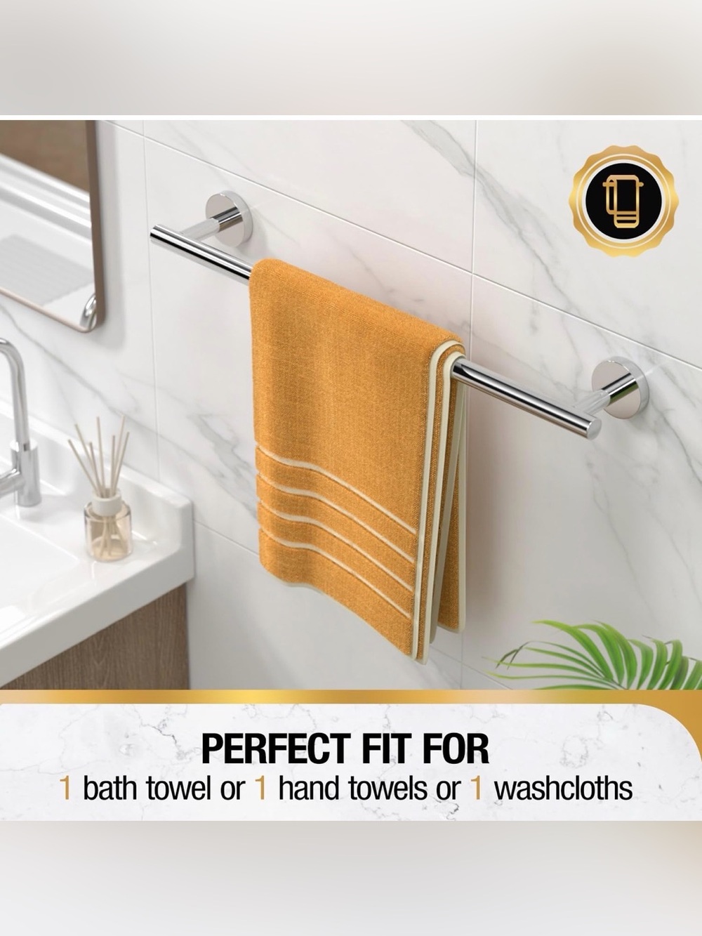 Towel Bar Rack Holder Chrome 18 inches Stainless Steel Wall Mounted